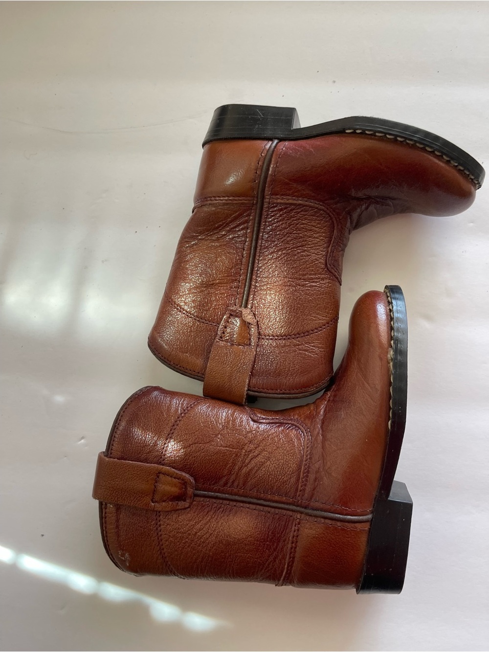 Old West Boy’s Chestnut Brown Leather Cowboy Boots